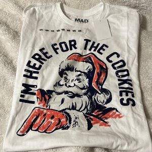 NWT Here for the cookies Santa shirt small unisex adult.